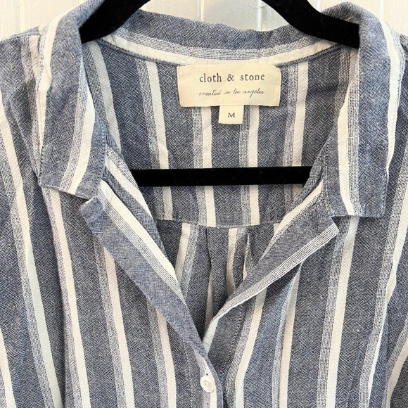 Cloth and Stone Striped Tie Waist Knot Button Down Shirt - Picture 3 of 3